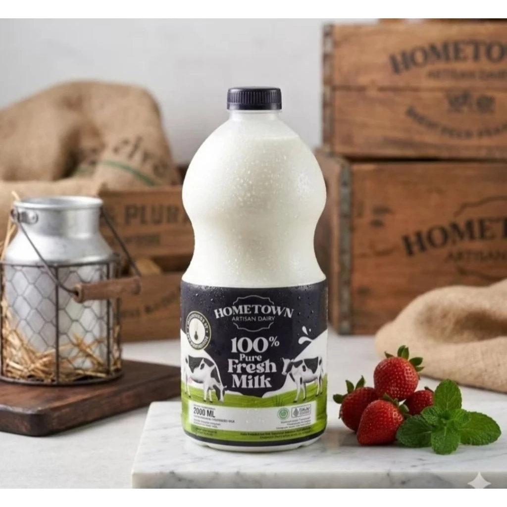 Hometown Artisan Dairy, susu segar murni 100%, botol 2 liter